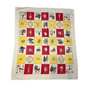 Vintage Pennsylvania Dutch Amish Pattern Tablecloth Retro Lancaster Farmhouse